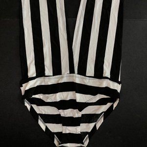 Black and White Stripe One Piece Swimsuit